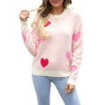 thumbnail image 1 of WIFORNT Chandails à Imprimé Cœur pour Femmes, Manches Longues, Col Rond, Pulls Amples, Hauts en Tricot pour la Saint-Valentin, 1 of 8