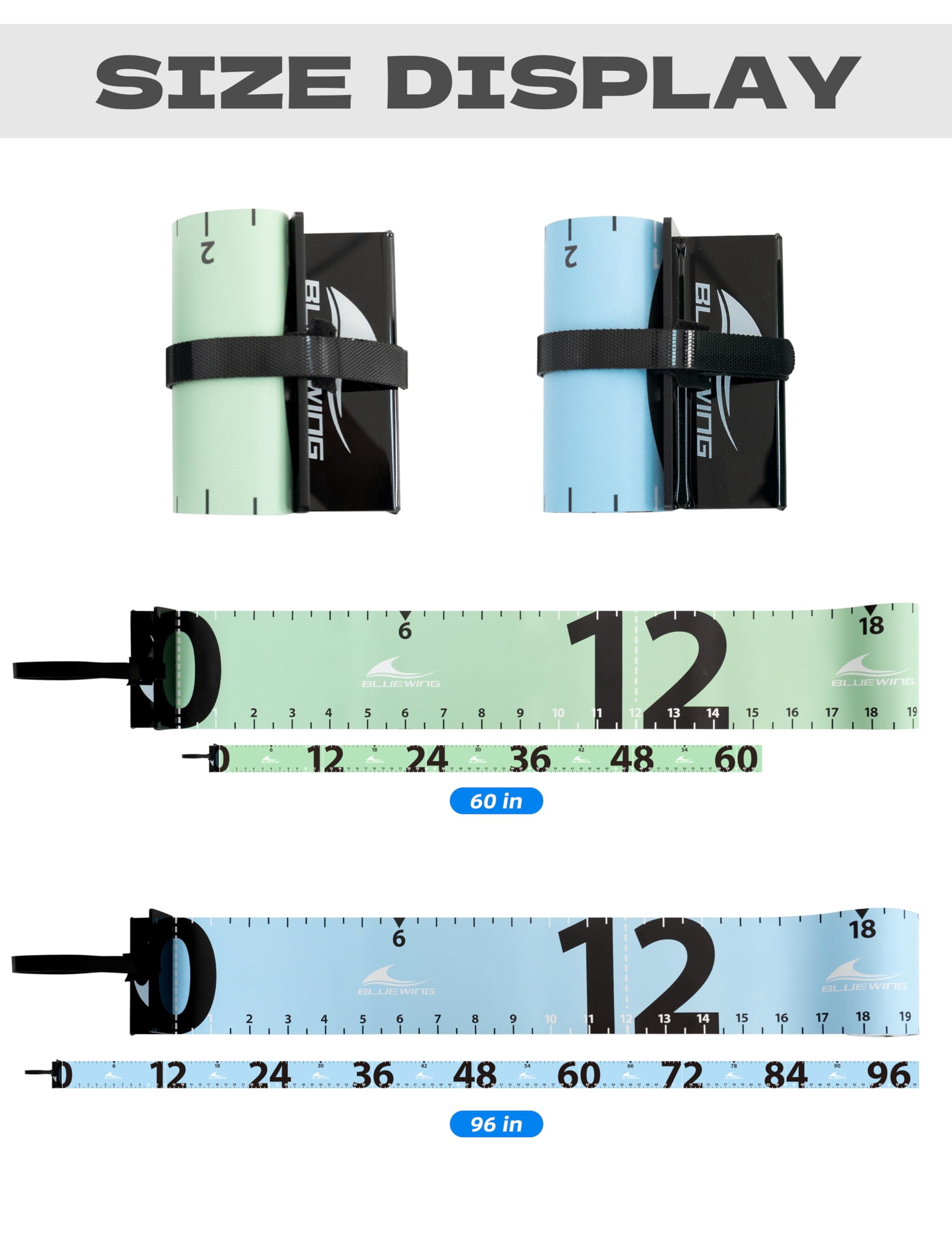 BLUEWING 96" Fishing Ruler Portable Roll Up Fishing Ruler Folding Fish Measuring Tape with Bump Board Waterproof Fishing Measurement Tool