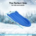 thumbnail image 3 of Toboggan Snow Sled for Kids and Adults, 46" Heavy Duty Plastic Open Back Slider with Handles and Hole for Pull Ropes- (Ropes Excluded) Kid and Adult Winter Fun, Blue, 3 Pack, by Superio, 3 of 11