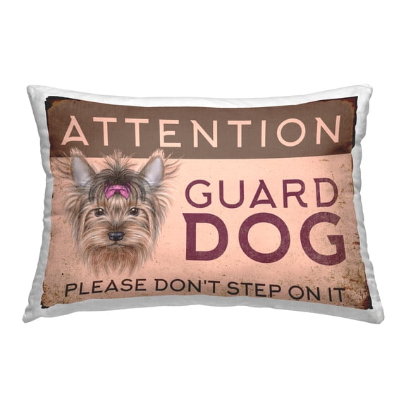 Stupell Industries Attention Guard Dog Phrase Decorative Printed Throw Pillow Design By Retro Revivals Collective, 14 x 20
