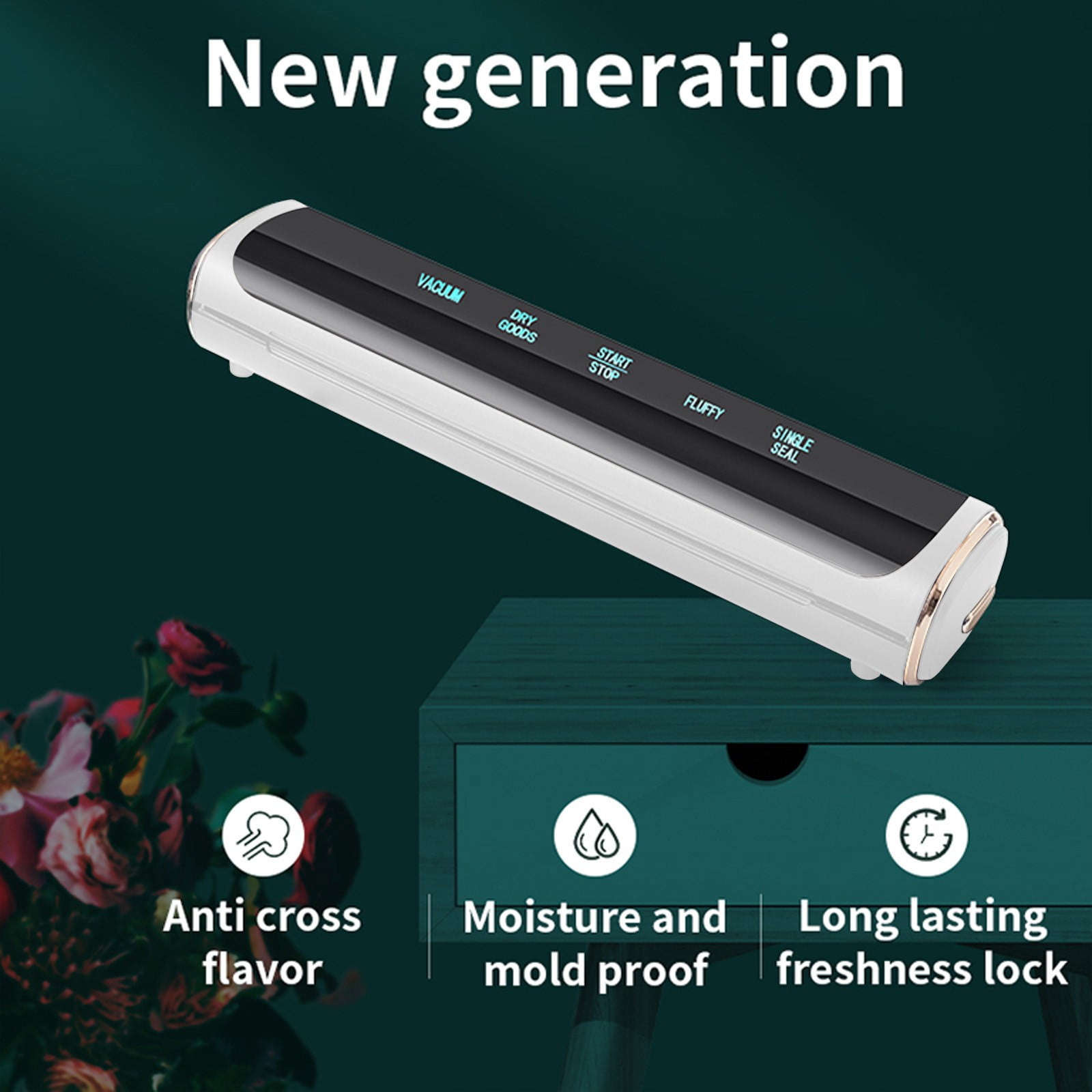 Vacuum Sealer Machine With 10 Bags, Dry And Moist Food Sealer For Airtight Storage, Kitchen Preservation System, ABS Material, White Or Blue