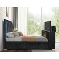 thumbnail image 4 of Modern Upholstered Eastern King Platform Bed with LED Lighting & Tv Cabinet with Fireplace Display, 4 of 8