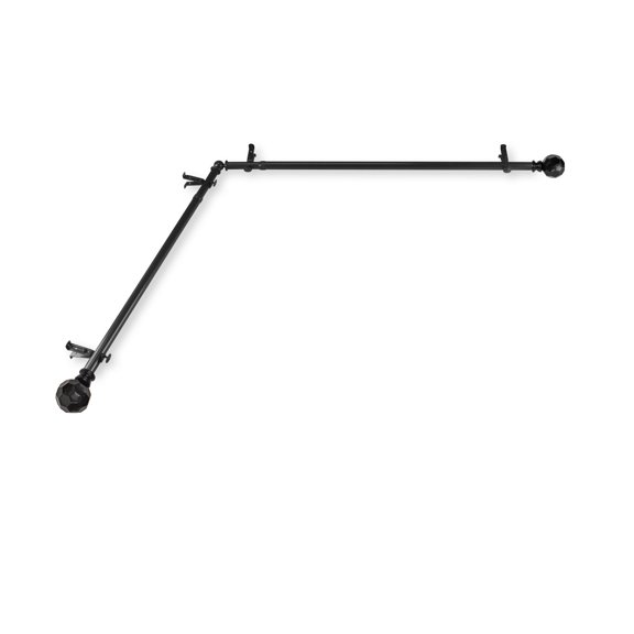 Domovina Reid 13/16-inch Single Corner Window Curtain Rod-Color:Black,Size:120-170"