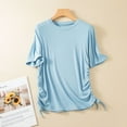 thumbnail image 3 of Mittory Womens Short Sleeve Cotton Shirts Soft Comfy Solid Color Basic Tee Casual Loose Base Layer Tops, 3 of 3