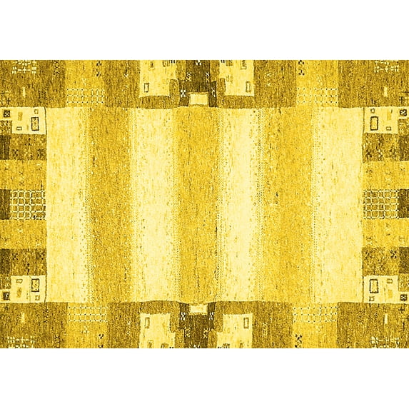 Ahgly Company Indoor Rectangle Solid Yellow Modern Area Rugs, 3' x 5'