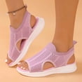 thumbnail image 6 of EliteGoogv Womens Mesh Sandals Open Toe Slip On Flat Summer Beach Shoes Sandals For Women Comfortable Walking Shoes Womens Sandals Light Pink US :7.5, 6 of 7