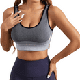 thumbnail image 4 of MLDRA 2 Pack Sports Bras for Women High Support Wirefree Padded Bras Supportive Workout Yoga Bras Workout Athletic Comfortable Tank Tops Light Gray & Skin, 4 of 10