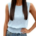 thumbnail image 5 of Levmjia Women Tops Sleeveless Casual Shirts Round Neck Boho Style Fitted Waist Blouse Daily Wear Home Leisure Work Outfits Spring Summer, 5 of 9