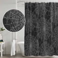 thumbnail image 4 of Polyester Fabric Halloween Shower Curtain, Black Cobwebs Retro Abstract Texture Waterproof Bathtub Curtain Bathroom Decor Set with Hooks 72 x 72 Inches, 4 of 6
