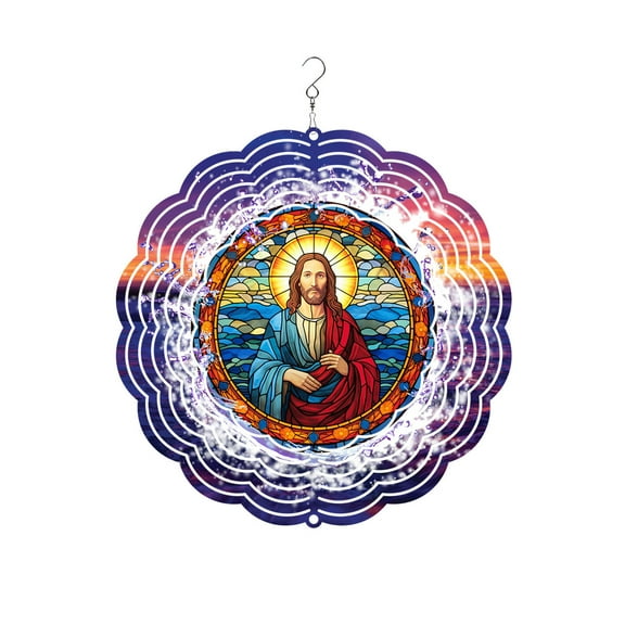 Nmdmisc Wind Spinners Metal Jesus - Gifts for Religious Figures, Hanging Wind Spinner for Outdoor & Indoor Decorations, 10 inch Wind Spinner for Ornament Gifts