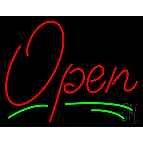 Open LED Neon Sign 24 x 31 - inches, Clear Edge Cut Acrylic Backing, with Dimmer - Bright and Premium built indoor LED Neon Sign for storefront.