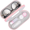 thumbnail image 1 of Muf 2 in 1 Double Sided Portable Contact Lens Case and Glasses Case,Dual Use Design with Built-in Mirror, Tweezer and Contact Lens Solution Bottle Included for Travel Kit, 1 of 6