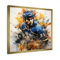 thumbnail image 2 of Designart "Odyssey Portrait of Hockey Champion II" Sports Framed Wall Art Decor - Modern Yellow Sport Hockey Entryway Framed Wall Art, 2 of 6