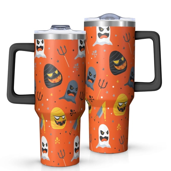 Modern Halloween 40oz Trek Tumbler– Stainless Steel Insulated Tumbler with Handle and Straw, Large Capacity Travel Cup for Hot & Cold Drinks