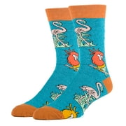 OoohYeah Men's Funny Colorful Crew Socks, Novelty Cotton Socks, Tropical Birdy