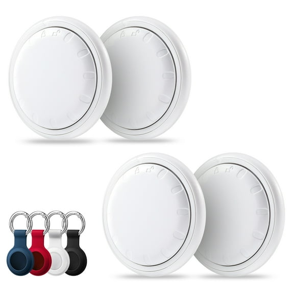 UOWNMI Key Finder, Item Locator, Works with Apple Find My (iOS Only), 4PCS Luggage Trackers with 4PCS Silicone Tracker Holders , Air Tracker for Suitcases, Wallets, Backpack