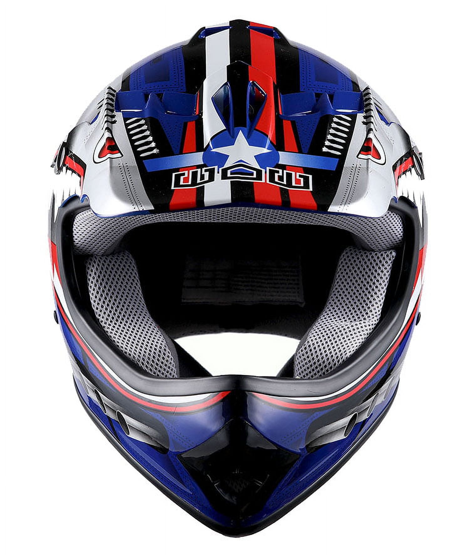 WOW Youth Kids Motocross Helmet BMX MX ATV Dirt Bike HBOY-K Monster Shark Blue
