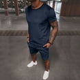thumbnail image 4 of Vedolay Summer Casual Short Sets Mens 2 Piece Outfits Short Sets Short Sleeve T Shirt and Shorts,Blue XL, 4 of 5