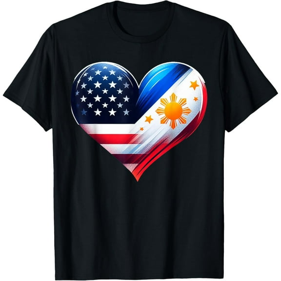 Philippines Flag Proud Filipino Wife Heart Philippines USA T-Shirt mens t shirt,black,women,funny,misfits,men,journey,t-shirt