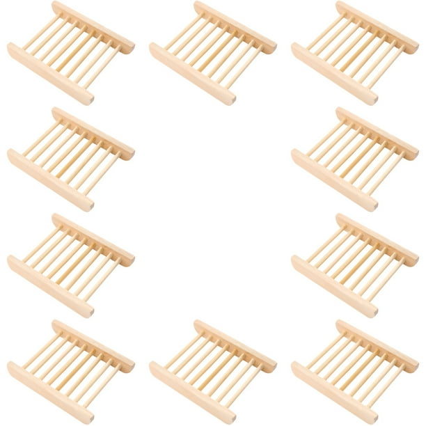 WORGEOUS Bandeja de madera para jabón, bandeja de almacenamiento de jabón para encimera, bandeja de drenaje de jabón para lavabo, 10 Uds.