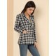 thumbnail image 4 of Chaqueta Formal Allegra K para Mujer Día de San Patricio Solapa Con Muesca Doble Botonadura Trabajo A Cuadros Negro S, 4 of 6