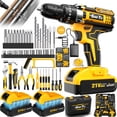 thumbnail image 3 of 21V Cordless Drill Set with Hand Tools, Complete Rechargeable Power Drill Kit with Batteries in Tool Box, 3 of 4