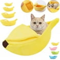 thumbnail image 5 of Banana Peel Pet Bed Pet Nest Banana Shaped Soft Cozy Bed for Dogs Cats with Fastener Tape Design Exquisite Workmanship Safe Secure Sleeping for Pets, 5 of 8