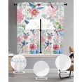 thumbnail image 2 of Watercolor Hummingbird Swag Kitchen Curtains Sets for Windows 24 Inch Length, Colorful Pink Blue Flowers Short Window Curtain Panels Swags Valances and Tiers 3 Piece Set for Cafe/Dining Room, 2 of 5