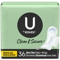 thumbnail image 1 of U by Kotex Clean & Secure Ultra Thin Pads with Wings, Regular Absorbency, 1 of 5