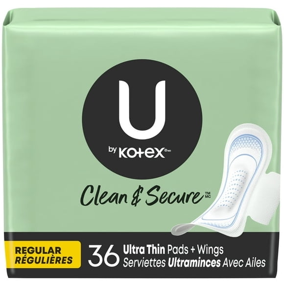 U by Kotex Clean & Secure Ultra Thin Pads with Wings, Regular Absorbency