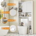 thumbnail image 2 of Lafnest Space-Saving Over Toilet Cabinet with Sliding Doors & Tissue Holder, Adjustable Freestanding Bathroom Organizer,White, 2 of 8