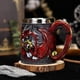 thumbnail image 3 of Jarra de cerveza con dragón alado de 450 ml | Vaso medieval de resina con relieve y revestimiento de acero inoxidable | Diseño de dragón gótico pintado a mano | Vaso único para café, cerveza y, 3 of 5