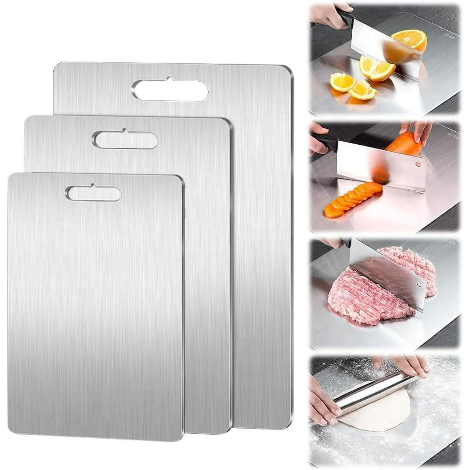 Sleek Stainless Steel Chopping Board – Durable, Easy-to-Clean Kitchen Cutting Board with Built-in Hanging Hole L