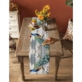 thumbnail image 4 of Watercolor Peacock Burlap Cotton Table Runner 18x72 Inches Long, Retro Attic Flower Feather Farmhouse Table Runners, Outdoor Dining Tablecloths Decor for Baby Shower/Party/Wedding, 4 of 6
