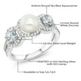 thumbnail image 4 of Gem Stone King 925 Sterling Silver Cultured Freshwater Pearl and Sky Aquamarine Engagement Ring for Women (1.24 Cttw, Available 5,6,7,8,9), 4 of 4