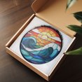thumbnail image 4 of Stained Glass Suncatcher, Ocean Wave Window Hanging, Handmade Nautical Decor, Beach Lover Gift, Coastal Sun Catcher for Home & Garden, 4 of 5