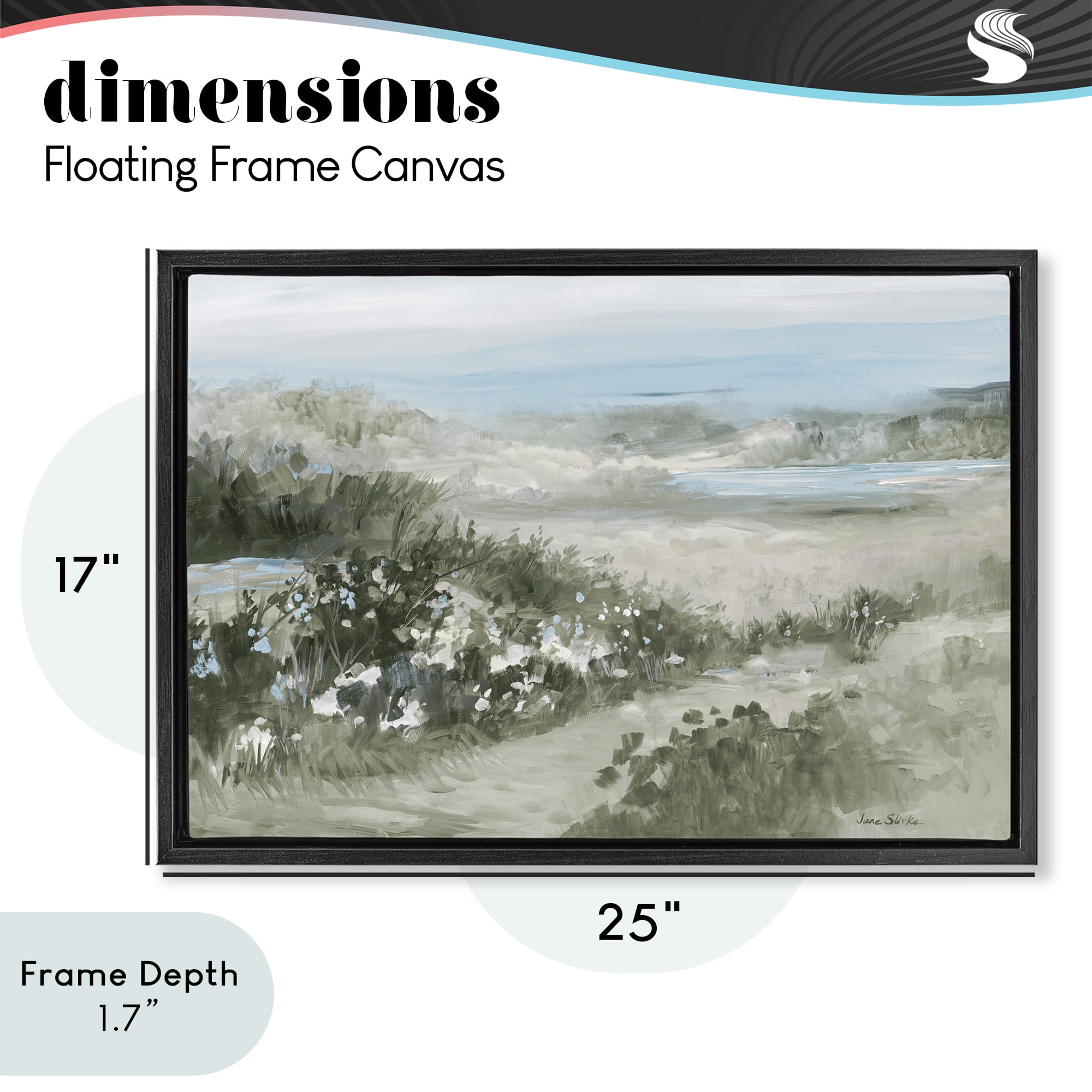 Stupell Industries Neutral Quiet Composition Landscape Black Framed Floater Canvas Wall Art, design by Jane Slivka