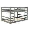 thumbnail image 5 of Harper & Bright Designs Low Bunk Bed Full over Full, Wooden Floor Bunk Bed with Ladder, Full Bunk Bed with Full Guardrails, Gray, 5 of 9