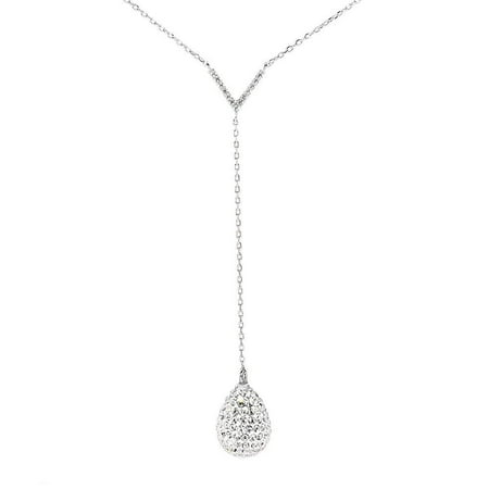 Ava Crystal Teardrop Sterling Silver Necklace, Y Necklace, CZ Crystal Pendant, Chain Necklace, Clasp Necklace, Drop Necklace, Best Necklace for Women, Teens, Girls - msrp (Best Way To Clean Sterling Silver Chains)