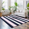 thumbnail image 3 of Large Area Rugs 5'x8', Pink Navy Blue Striped Carpet Runner Indoor Outdoor Rugs Home Decor Aesthetic, Minimalist Abstract Lines Artwork Non Slip Mats Washable Accent Rug for Living Room Bedroom, 3 of 8