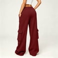 thumbnail image 4 of TRUNZI Sweatpants for Women Wide Leg Baggy Stretchy High Waist Tummy Control Drawstring Casual Joggers with Side Flap Pockets,Wine,Size XL, 4 of 9