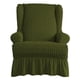 thumbnail image 2 of Funda protectora para sillón orejero monocromático de seersucker con volantes Verde, 2 of 7