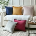 thumbnail image 3 of Phantoscope Pom Pom Velvet Series Decorative Throw Pillow, 18" x 18", Light Pink, 2 Pack, 3 of 6