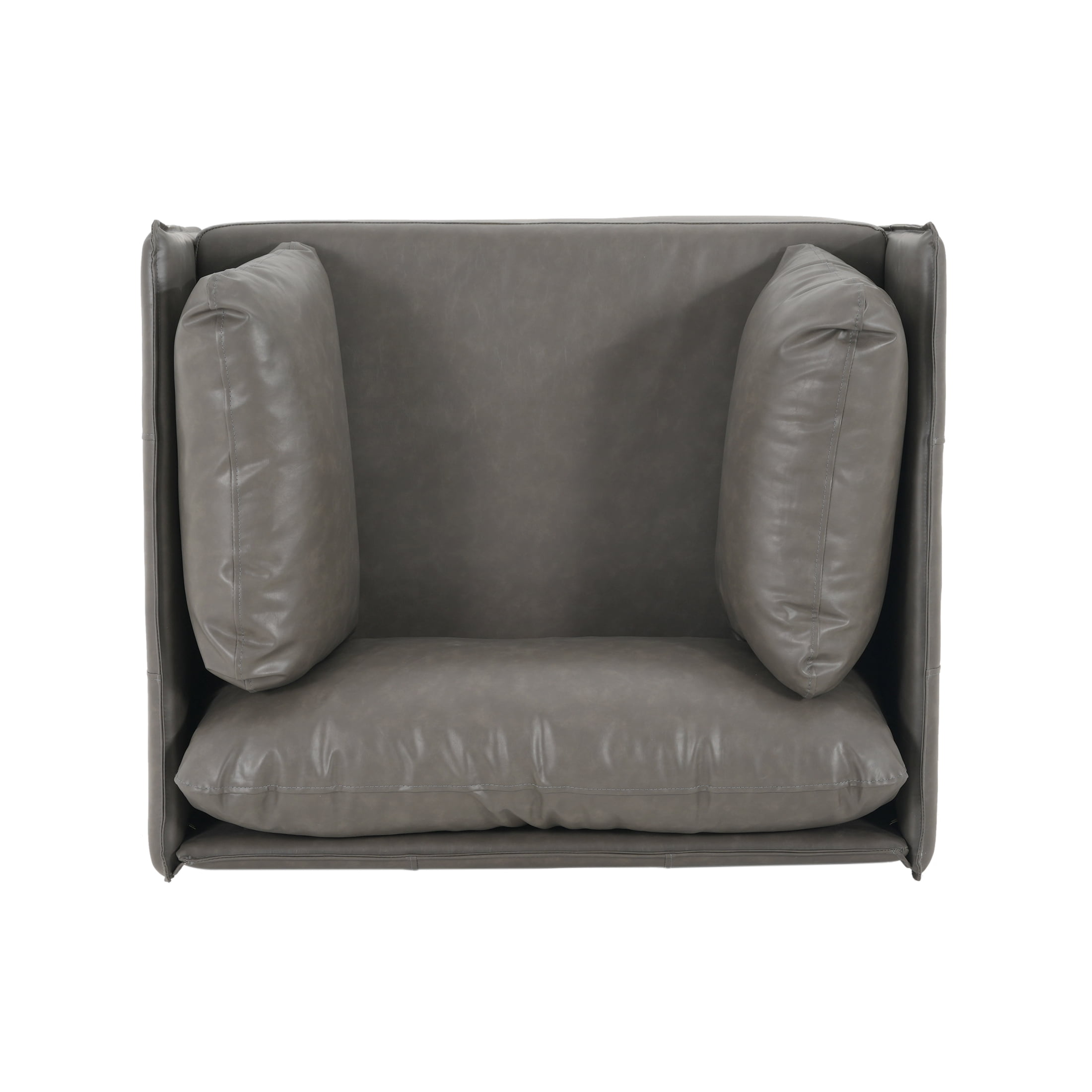 Christopher Knight Home Modern PU Upholstery Lounge Chair, Solid Wood Frame, Metal Legs, Dark Grey