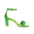thumbnail image 3 of BLISSFUL STEP Women's Shoes Glitter Ankle Strap Block Heel Prom Sandals Bright Green 7.5, 3 of 7