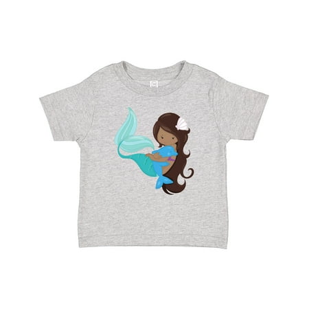 

Inktastic African American Mermaid Brown Hair Dolphin Gift Baby Girl T-Shirt