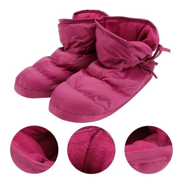 FELTECHELECTR 1 Pair Household Woman Shoes Down Cotton High-top Shoes For Indoor Use Autumn Winter Season