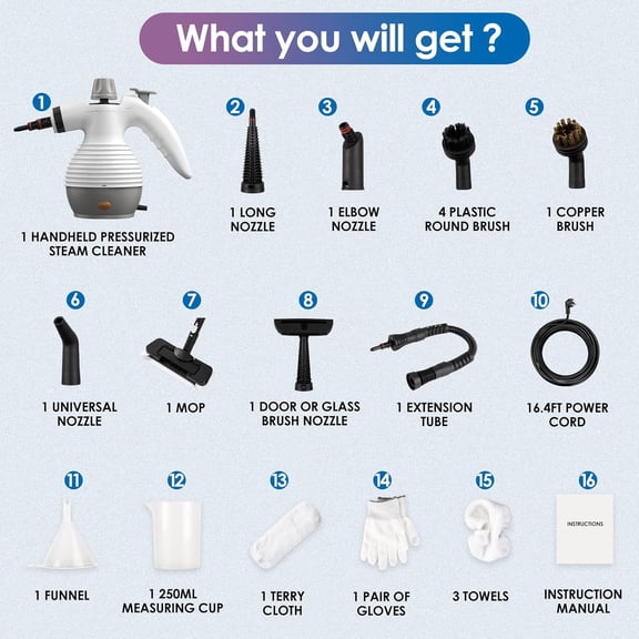 Steam Mop with Detachable Handheld Steamer, Steam Cleaner for Home, 350ml Tank, 230°F Powerful Steam Mop Cleaner for Tiles, Grout, Windows, Kitchen, Bath, Floor Cleaning