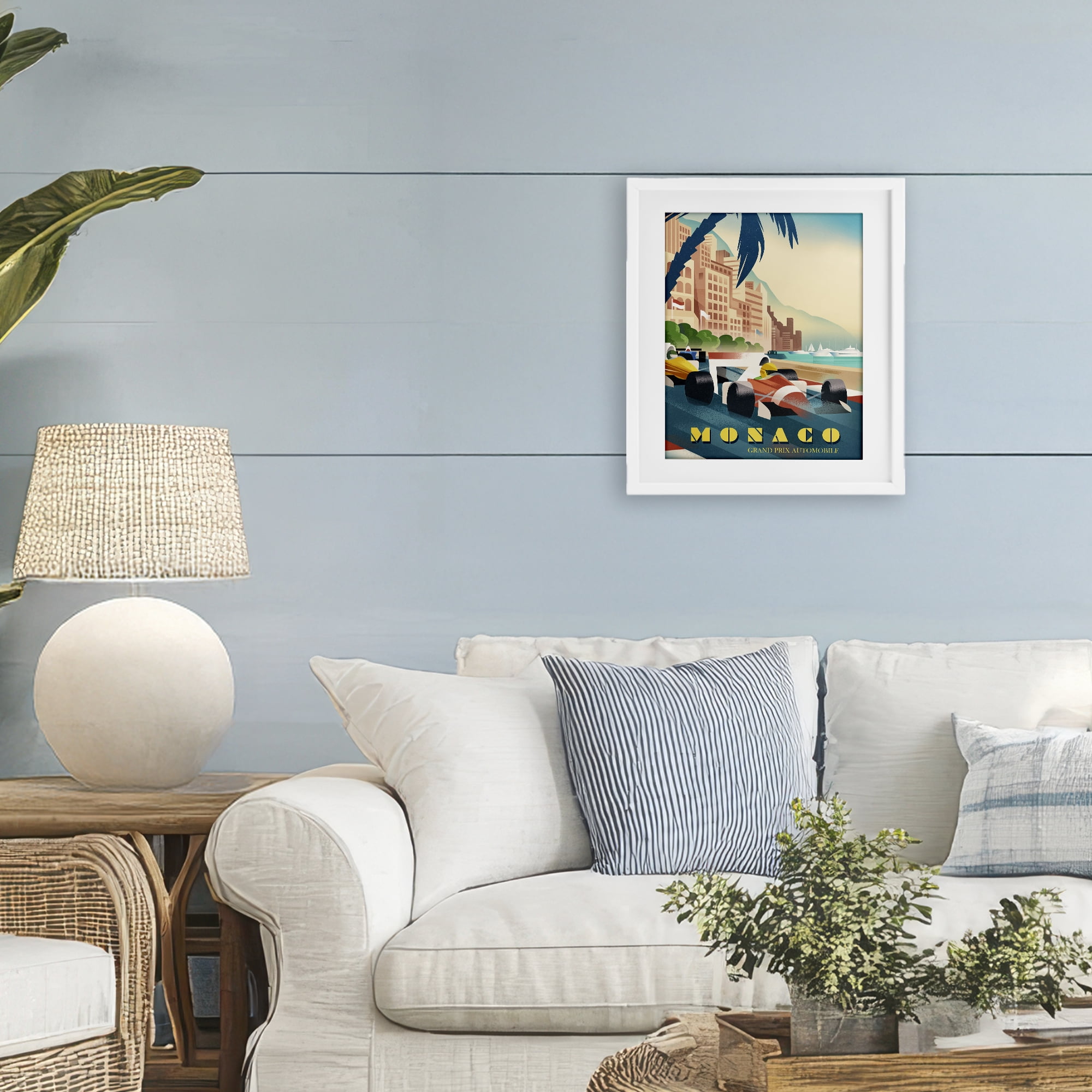 Stupell Industries Monaco Grand Prix Racing White Framed Print Under Glass, design by Martin Wickstrom