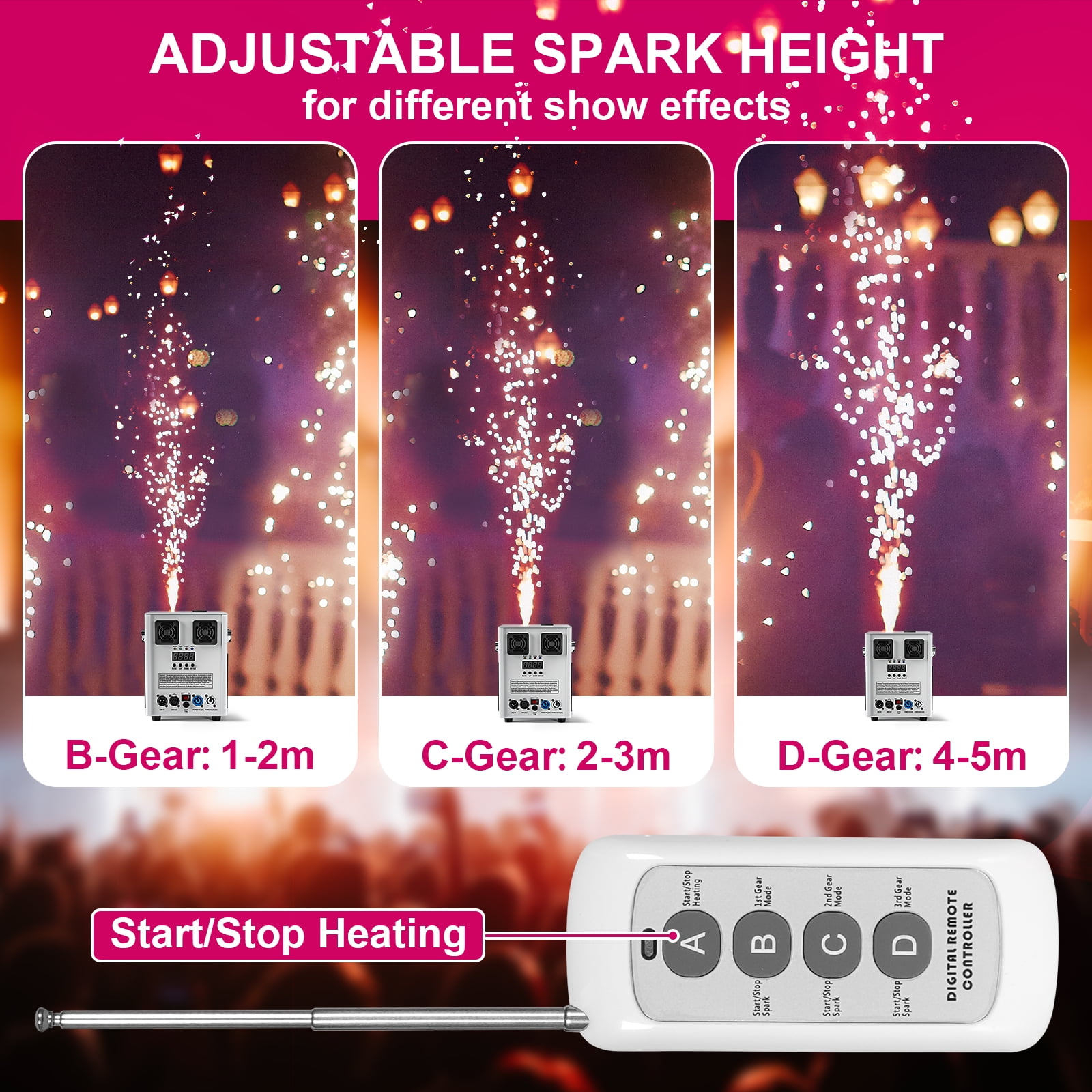 U`KING 700W Cold Spark Machine Sparklers Machine for Wedding DMX Firework Machine Smart Stage Special Effect Machine for Wedding DJ Party Disco, White